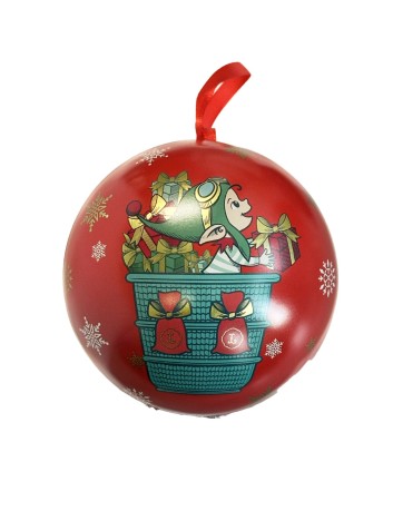 Elf tin Christmas bauble with a box of Leone cherry lozenges