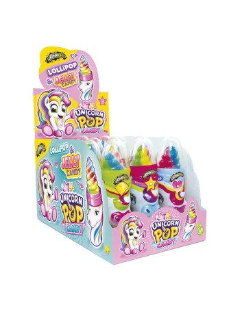 Unicorn pop candy lollipops and jelly candy 12 x 50 g
