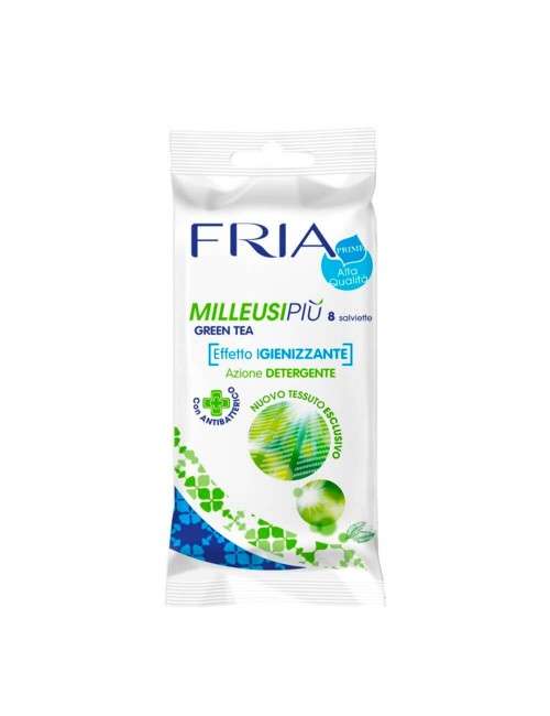 Fria Milleusi plus Grüner Tee 8 Tücher mit antibakteriellem Reinigungsmittel