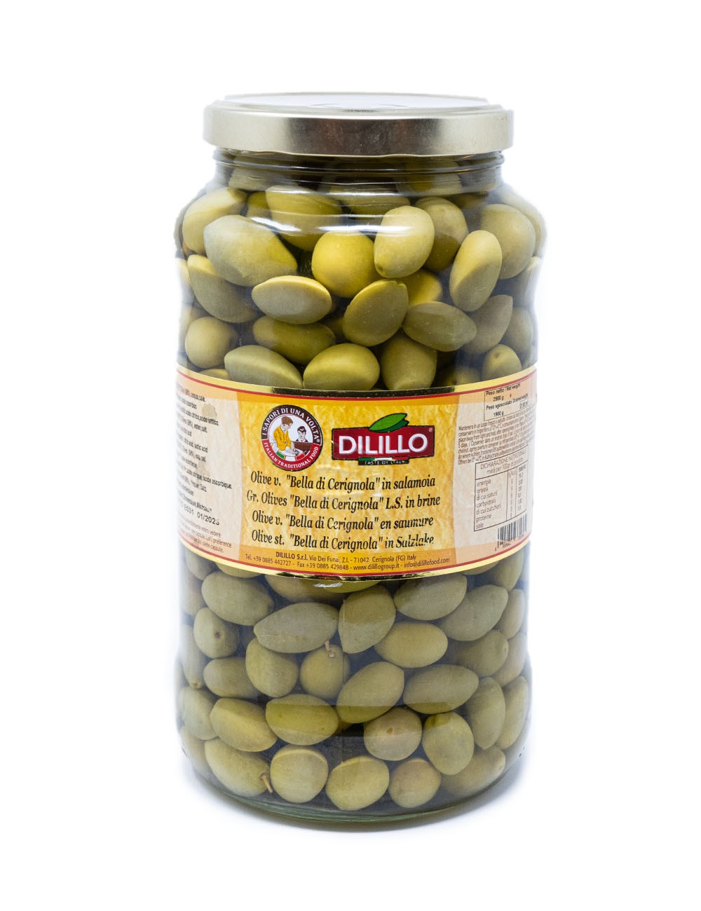 Grüne Oliven Dilillo-Salzlake g 2900 Cerignola Bella in di