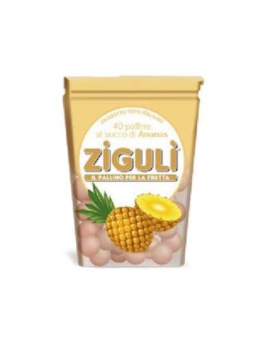 Bolas de caramelo Zigulì sabor piña caja de 24 g