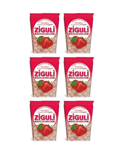 Boules de bonbons Zigulì goût de fraise 6 x 24 g