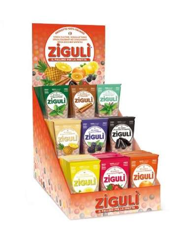 Zigulì display stand mixed flavors 27 cases x 24 g