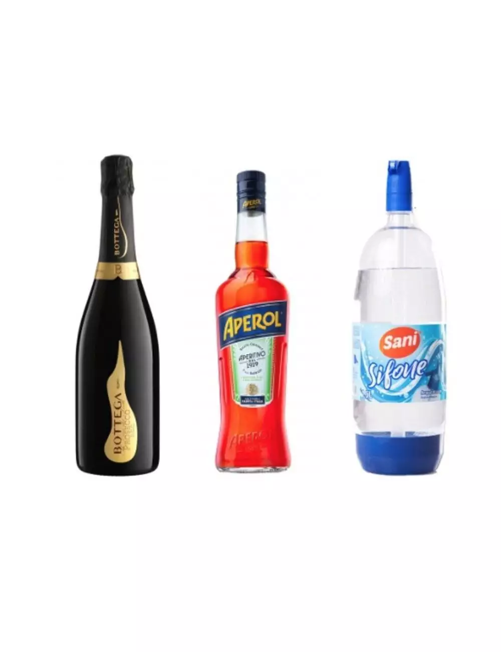 Aperol Spritz kit : Aperol aperitif 1 L + Prosecco DOC BOTTEGA 75 cl +  Selz sifone