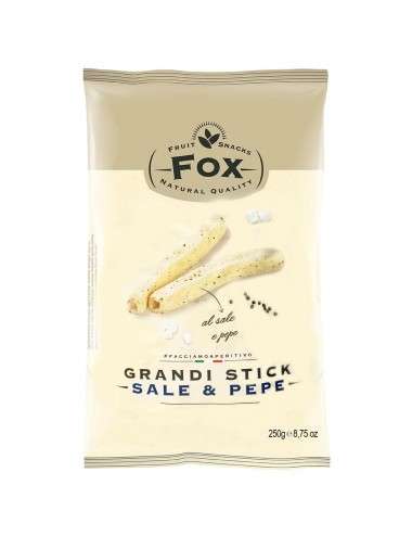 Grand goût bâtons de pommes de terre Salt et poivre Snack Happy Hour Fox 250 g