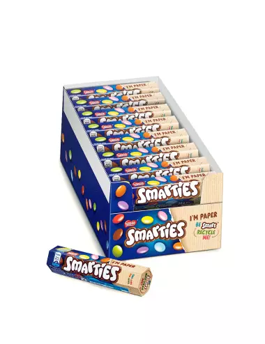 Smarties almendras garrapiñadas rellenas de chocolate caja 24 tubos x 38g