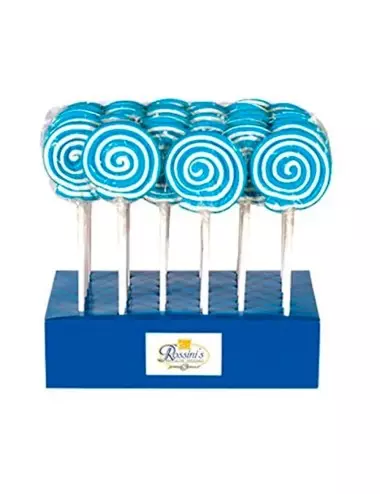 Weiß-blauer Windrad-Lollipop "Er wurde geboren" 36 x 40 g