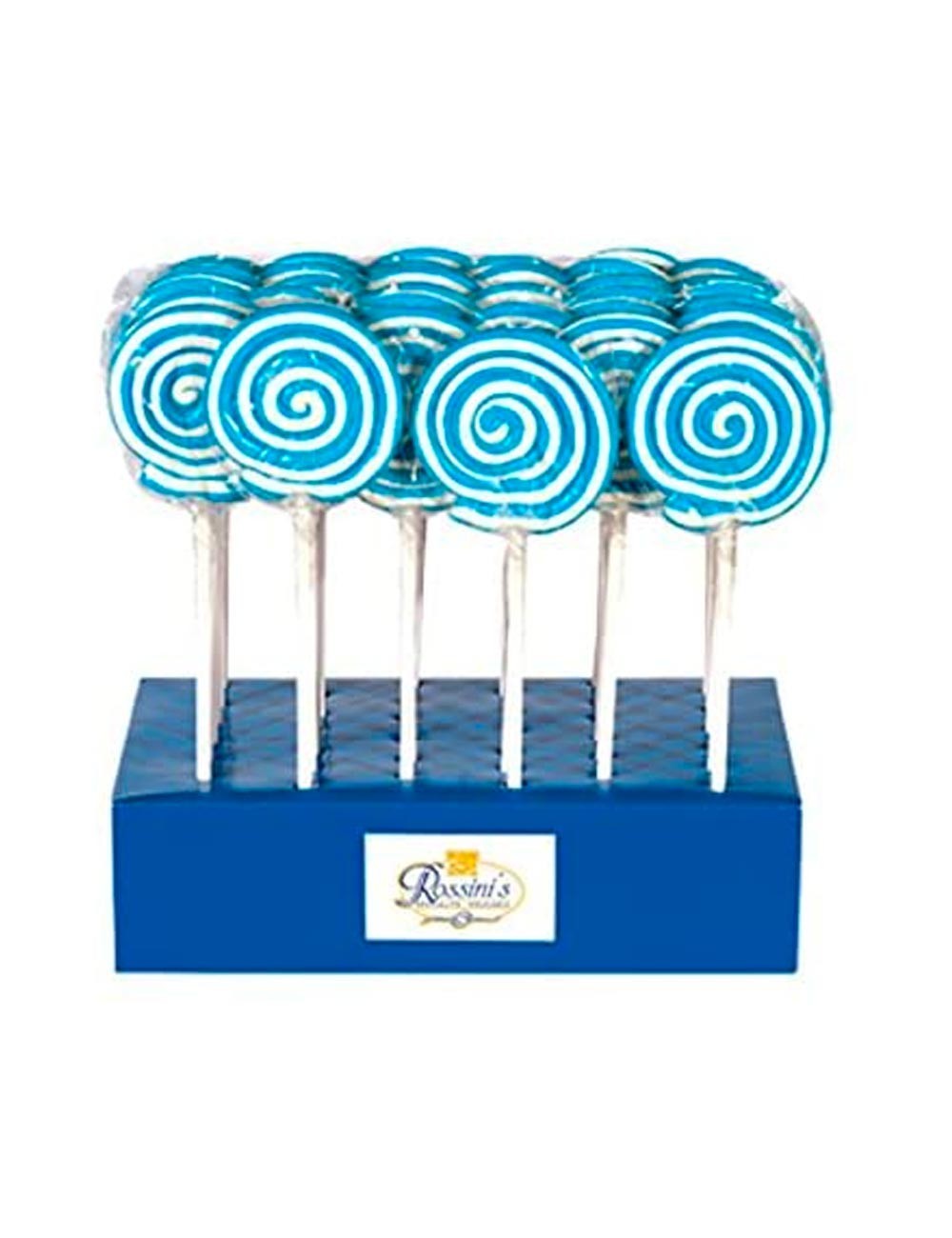 White and blue pinwheel lollipop "he was born" 36 x 40 g