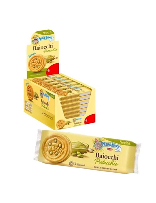 Baiocchi Mulino Bianco with pistachio, counter pack of 42 pieces