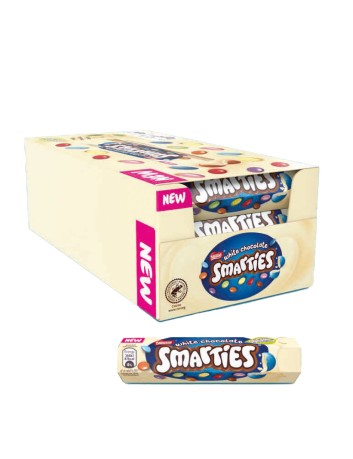 Smarties confettis blancs remplis de chocolat blanc 24 tubes x 34g