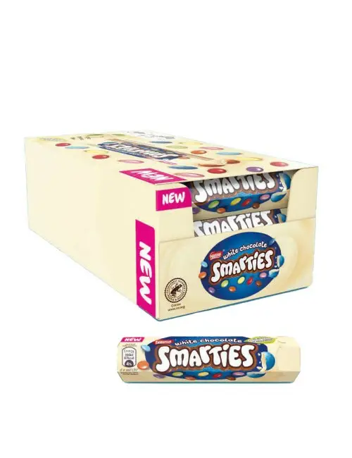 Smarties white dragees filled with white chocolate 24 tubes x 34g