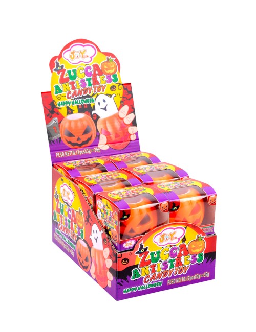 Zucca antistress con caramelle halloween joy gum 12 x 3 g